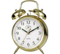 Acctim Large Bell KeyWound Saxon Gold Alarm Clock Luminous Old Style Traditional