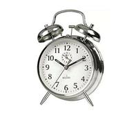 Acctim Saxon large white double bell alarm clock Chrome 12627
