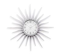 Acctim Stella Wall Clock Sunburst StarBurst Quartz Retro Spoke 43cm in Metallic Silver Acctim Metallic Silver