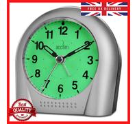 Acctim Sweeper Analogue Alarm Clock Non Ticking Sweep Smartlite® Quartz Silver