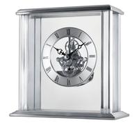 Acctim Vermont Mantel Clock Quartz Polished Metal Floating Effect Glass Silver