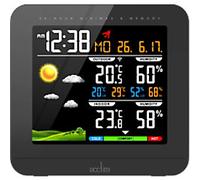 Acctim Wyndham 6 in 1 Barometric Weather Station with Outdoor Sensor Temperature Humidity VA Display Black