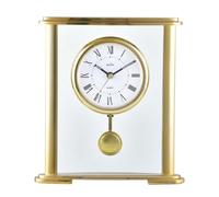 Acctim Welwyn Pendulum Mantel Clock Quartz Polished Metal & Glass Floating Effect Gold