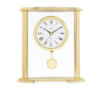 Acctim Welwyn Pendulum Mantel Clock Quartz Polished Metal & Glass Floating Effect Gold