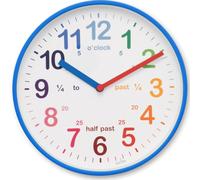 Acctim Wickford Kids Teaching Wall Clock Quartz Rainbow Dial Quarter Markers Blue 20cm 22529