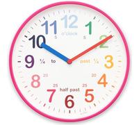 Acctim Wickford Kids Teaching Wall Clock Quartz Rainbow Dial Quarter Markers Pink 20cm 22520