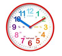 Acctim Wickford Teaching Wall Clock 22524 - Kids Time Teaching, Quartz, Red Edging, 20cm