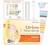Accufast 10 Parameter Urine Test Strips - 50 Urinalysis Test Strips - UTI Test Strips for Infection Cystitis Testing Sticks - with Urine Cup & Catheter, Waterproof Color Comparison Atlas