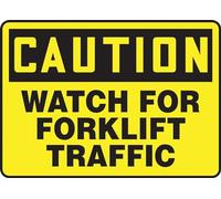 Accuform MVHR631VA Aluminum Safety Sign, Legend "CAUTION WATCH FOR FORKLIFT TRAFFIC", 7" Length x 10" Width, Black on Yellow