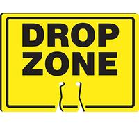 Accuform Signs FBC720 Plastic Traffic Cone Top Warning Sign, Legend"Drop Zone", 10" Length x 14" Width x 0.060" Thickness, Black on Yellow