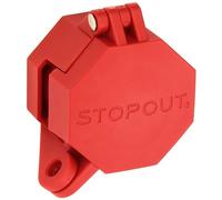 Accuform Signs KDD477 STOPOUT Trailer Lock Glad Hand Lockout Blocks Access to Air Line Connection Plastic with Zinc-Coated Steel Hinge Pin Red