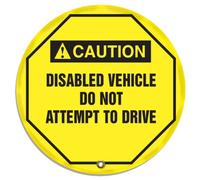 Accuform Signs KDD717 STOPOUT Vinyl Steering Wheel Message Cover, ANSI-Style Legend CAUTION DISABLED VEHICLE DO NOT ATTEMPT TO DRIVE, 16 Diameter, Black on Yellow by Accuform