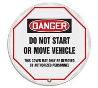 Accuform Signs KDD814 STOPOUT Vinyl Steering Wheel Message Cover, OSHA-Style Legend DANGER DO NOT START OR MOVE VEHICLE - THIS COVER MAY ONLY BE REMOVED BY AUTHORIZED PERSONNEL, 16 Diameter, Red/Black on White by Accuform