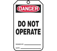 Accuform Signs MDT189CTP Safety Tag, Legend "DANGER DO NOT OPERATE", 5.75" Length x 3.25" Width x 0.010" Thickness, PF-Cardstock, Red/Black on White (Pack of 25)
