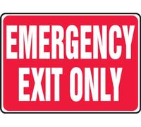 Accuform Signs MEXT586VS Adhesive Vinyl Safety Sign, Legend"Emergency EXIT ONLY", 7" Length x 10" Width x 0.004" Thickness, White on Red