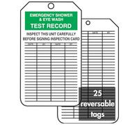 Accuform Signs MGT207CTP Inspection Record Tag, Legend Emergency Shower & Eye WASH Test Record, 5.75" Length x 3.25" Width x 0.010" Thickness, PF-Cardstock, Green/Black on White (Pack of 25)