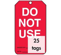 Accuform Signs MGT219CTP Status Record Tag, Legend DO NOT USE, 5.75" Length x 3.25" Width x 0.010" Thickness, PF-Cardstock, White on Red (Pack of 25)