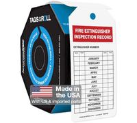 Accuform Signs TAR732 Tags By-The-Roll Fire Extinguisher Tags, Legend "TO USE FIRE EXTINGUISHER.../FIRE EXTINGUISHER INSPECTION RECORD", 6.25" Length x 3" Width x 0.010" Thickness, PF-Cardstock, Red/Black on White (Roll of 250)