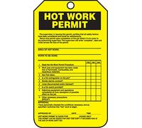 Accuform TCS372CTP PF-Cardstock Confined Space Tag, Legend "Hot Work Permit", 5.75" Length x 3.25" Width x 0.010" Thickness, Black on Yellow (Pack of 25)