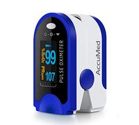AccuMed® CMS-50D Pulse Oximeter Finger Pulse Blood Oxygen SpO2 Monitor w/Carrying case, Landyard Silicon Case & Battery (Blue)