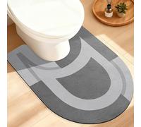 ACCUMTEK Non Slip Bath Mat, Thin Bathroom Rugs Fit Under Door, Quick Dry Bath Mats, Machine Washable Bath Rugs for Bathroom, Bathtub & Kitchen, Grey/Bordered/U-Shaped 24"x20"