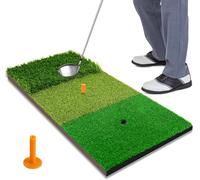 Accumzzy Tri-Turf Golf Hitting Mat, Heavy Duty Non-Slip EVA Base Foldable Practice Mat with 7mm Rubber Tee, Portable Golf Training Mat for Indoor Outdoor Backyard Garage