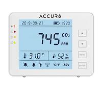 ACCUR8 CO2 Detector with Data Logging & PC Connection - Carbon Dioxide Monitor & Recording of Air Quality. High Quality CO2 Sensor for Reliable Testing - Traffic Light Warning with Programable Alarms