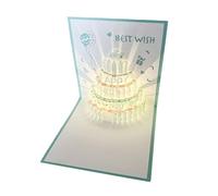 Accuracy Cut Musical Greeting Card Cake Designs Spring Blue Color Materials Celebration Essential Popup Birthday Card Spring Blue