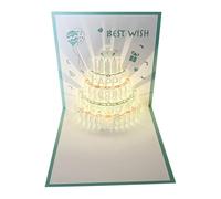 Accuracy Cut Musical Greeting Card Cake Designs Spring Blue Color Materials Celebration Essential Popup Birthday Card Spring Blue
