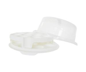 ACCURATE 2 Tier White Plastic Cupcake Storage Box with Lid - 30cm & 28cm Diameter - Strong Locking Clips, Carry Handle, Durable Design Keeps Cupcakes Fresh & Protected