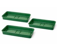 ACCURATE 38cm Seed Tray Set of 3 with Drainage Holes - Forest Green Plant Seedling Starter Trays for Propagation, Germination & Nursery Growing