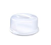 ACCURATE Plastic Cake Carrier with Lid & Locking Clips - Round Cake Box with Handle, Dishwasher Safe PP Material, Durable Cake Holder for Transport & Storage, Holds Cakes up to 30cm - White