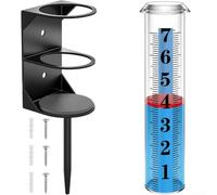 Accurate Rain Gauge Outdoor with Metal Bracket, Upgraded Precision Measurement Tool, for Garden Lawn, Plastic Tube with Easy-Read Scale, Metal Bracket