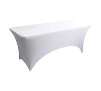 ACCURATE Stretchable Spandex Tablecloths | Tight & Fitted | Washable Rectangular Patio Table Cover for Event, Wedding, Banquet & Parties-183Lx76Wx76H cm (6FT_TABLE COVER_WHITE)