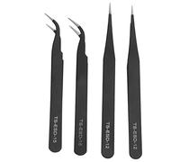 Accurate Tweezers Stainless Steel Professional Crafting Tweezers Set for Sewing Electronics and Lash Extensions 4 Pcs Durable Ergonomic Non Magnetic Sloping Tip Design