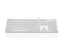Accuratus 301 MAC USB Type C - USB Type C Wired Full Size Apple Mac Multimedia Keyboard with White Square Tactile Keys and Silver Case - UK Layout (Dutch Mac Layout)