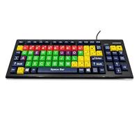 Accuratus Monster 2 AMERICAN - USB Mixed Colour Keyboard with Extra large Keys and a 2 Port USB Hub