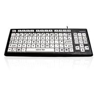 Accuratus Monster 2 - Lower Case USB High Contrast Vision Impairment Keyboard with Extra Large LOWERCASE Keys & 2 Port USB Hub