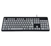 Accuratus Rainbow 2 High Contrast - USB High Contrast Visual Impairment SEN Keyboard with Extra Large Black Font & White Keys (German Layout)