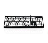 Accuratus Rainbow 2 High Contrast - USB High Contrast Visual Impairment SEN Keyboard with Extra Large Black Font & White Keys (UK Layout)