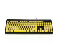 Accuratus Rainbow 2 High Vis - USB High Visibility Visual Impairment SEN Keyboard with Extra Large Black Font & Yellow Keys (UK Layout)