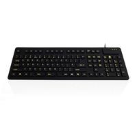 Accuratus WP127 V2 - USB & PS/2 Full Size IP54 Sealed Flexible Roll Up Silicone Keyboard with High Visibility Key Legends