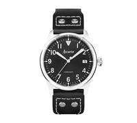 Accurist Aviation Mens Analogue Watch 41mm Silver Leather Strap | 100 Metres Water Resistance, crystal glass, date display, Japanese quartz movement