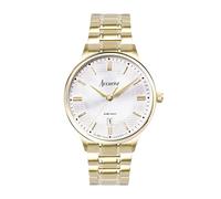 Accurist Classic Mens Analogue Watch 37mm dial Gold Stainless Steel | 50 Metres Water Resistance, dual-texture dial, date display, ion-plated case