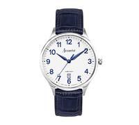 Accurist Classic Mens Analogue Watch 37mm dial Silver Leather Strap