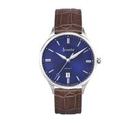 Accurist Classic Mens Analogue Watch 37mm dial Silver Leather Strap | 50 Metres Water Resistance, dual-texture dial, date display