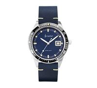 Accurist Dive Mens Analogue Watch 42mm dial, Silver, Leather Strap | 200 Metres Water Resistance, date display, Japanese quartz movement