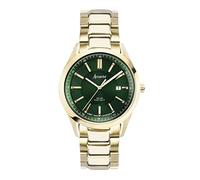 Accurist Everyday Solar Mens 40mm Solar Watch in Green with Analogue Date Display, and Gold Stainless Steel Strap 74018