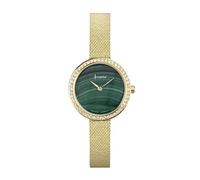 Accurist Jewellery Womens Analogue Watch 28mm Gold Stainless Steel Mesh | 30 Metres Water Resistance, crystal glass, sliding clasp, semi-precious stone detail, ion-plated case