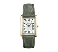 Accurist Ladies Rectangle Green Leather Strap 26mm Watch Gold